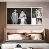 Enquadramento de foto de casamento montado na parede moldura de foto borda estreita personalizado estúdio cabeceira foto de casamento retrato de família crianças 3648
