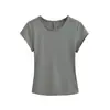 Camiseta Redonda para Mujer con Mangas Cortas Volantes, Camiseta Deportiva Base de Manga Corta, Verano Hielo-Frío Elástica Ajustada Estilo Americano
