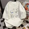 Camiseta de Manga Corta con Estampado de Letras de Cachorro de Dibujos Animados Estilo Americano Ins Marca de Tendencia Diseño Casual Holgado Tops para Pareja