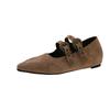 Zapatos Planos Marrones Puntiagudos Retro con Plataforma Interna para Mujer Otoño 2025 Nuevos Versátiles Planos con Remaches Boca Baja Zapatos Mary Jane