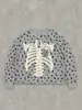 Amazon transfronterizo otoño e invierno estampado de dibujos animados corazón con diamantes de imitación top Halloween botón camiseta de manga larga para mujer