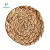 Mantel Redondo de Paja, Tejido de Jacinto de Agua Aislante al Calor Pequeño Posavasos para Taza de Té, Costura Curva Mantel para Plato de Restaurante, Mantel Redondo