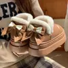 Nuevos Zapatos de Mujer Invierno 2025 de Caña Alta con Suela Gruesa, Lazo, Zapatos de Algodón EVA, Botas de Nieve, Pantuflas de Algodón Cálidas con Terciopelo