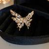 Anel aberto de borboleta com zircônia banhado a ouro real, anel de dedo indicador elegante de alta qualidade, acessórios de anel da moda versáteis