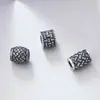 Plata de ley S925, estilo vintage, acabado envejecido, cuentas espaciadoras con patrón tejido, cuentas sueltas para hacer joyería DIY, ensartar y crear pulseras y otros accesorios de plata