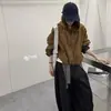 Chamarra corta con capucha de bloques de color estilo coreano para mujer, nueva colección de otoño, chaqueta casual versátil de corte holgado, abrigo corto, top de moda