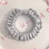Elástico de Cabelo de Seda Sintética Amigo da Pele de Alta Elasticidade para Mulheres, Cor Sólida Borda Simples Franzida Corda para Rabo de Cavalo Acessório de Cabelo