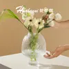 Ornamento de vaso de vidro transparente luxuoso e elegante para sala de estar, adequado para arranjos de flores, flores secas, flores frescas em cultivo hidropônico e decorações florais de mesa.