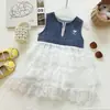 Vestido de niña estilo coreano 2026, nueva moda de verano, elegante vestido sin mangas de retazos de mezclilla, vestido de pastel de princesa para niña pequeña