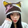 Diseñador Coreano de Nicho Lindo Infantil Gorro de Lana Tejido a Mano para Mujer Otoño e Invierno a Prueba de Frío y Cálido