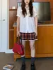 Camisa Xdeli con Cuello de Muñeca Estilo Coreano y Mangas Abullonadas, Aroma a Pera Fragante, Camisa Sencilla y Holgada de Manga Corta para el Trabajo