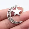 40x30mm 4.3g Plata Antigua Accesorio DIY Colgante de Aleación de Zinc Colgante de Luna y Estrella