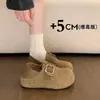 Sapatos Birkenstock femininos com sola grossa, salto oculto, totalmente fechados, novos para outono e inverno de 2026, mocassins de calçar, forrados com pelúcia, sapatos quentes de uso único