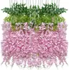 Flores de glicinia artificiales para decoración de techo, decoración de bodas, flores artificiales para decoración de sala de estar, escenarios de parques y hoteles (12 piezas por juego)