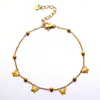 Pulsera de Acero Inoxidable Estilo Ins Europeo y Americano Chapado en Oro de 18 Quilates Pulsera Versátil Simple Mariposa de Color Incrustada Pulsera de Acero de Titanio