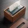Caja de pañuelos de nogal negro, sencilla, multifuncional, para el hogar, la sala de estar y el comedor, caja de papel integrada para almacenamiento en el escritorio.
