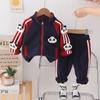 Conjunto de Dos Piezas de Forro Polar para Bebé Niño Otoño e Invierno Nuevo Estilo de Dibujos Animados Atuendo de Invierno para Niños Pequeños Chaqueta con Cremallera Conjunto Engrosado de Moda al por Mayor