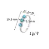 Anillo Bohemio Transfronterizo Más Vendido de Acero Inoxidable Turquesa, Moda de Lujo Ligero Versátil Anillo Abierto Joyería para Mujeres