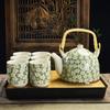 Juego de Té Kung Fu de Cerámica para el Hogar Sencillo Moderno Tetera de Flores Filtro Juego de Té para Té Negro Taza de Té 6 Piezas Grandes