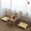 Cadeira Baixa Estilo Zen Japonês Bambu Rattan Cadeira Tatami Uso Doméstico Banquinho Baixo Cadeira de Varanda com Braços Cadeira com Encosto para Beber Chá