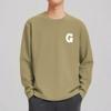 Camiseta de manga larga de algodón pesado de 260 g para hombre, estilo americano, con base interior, cuello redondo, para otoño