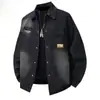Jaqueta jeans longa de manga comprida estilo japonês para homens, roupa casual de primavera e outono, jaqueta estilosa e de corte solto combinada com jeans, um conjunto de roupas masculinas