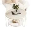 Mesa de centro de vidrio color crema para salas de estar pequeñas, mesa auxiliar redonda para uso doméstico, mini mesa minimalista, moderna y de lujo ligero de moda