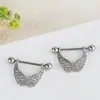 Anel de Mamilo Borboleta Europeu e Americano Transfronteiriço de Aço Titânio 316L Anel de Peito Flor com Gotejamento de Óleo Anel de Mamilo Diabo Joias para Body Piercing