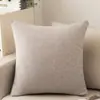 Funda de almohada acolchada simple estilo lino de algodón color liso para oficina, sala de estar, cojín de respaldo de sofá, tamaño grande, almohada de respaldo de cama