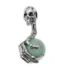 Collar de Calavera con Bola de Cristal Natural de 16 mm Hip-Hop Joyería de Moda Europea y Americana Venta al por mayor Garra de Calavera Popular para Hombres y Mujeres