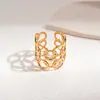 Anillo Abierto de Cadena Cuadrada de Acero Inoxidable Versátil de Moda Lujo Ligero Joyería de Gama Alta Temperamento Nicho Venta al por Mayor