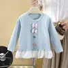 Camiseta Básica Listrada de Manga Longa com Gola Redonda Estilo Coreano para Meninas, Roupa Íntima Fashion para Crianças Pequenas, Atacado