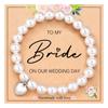 Pulsera de perlas con colgante de amor de plata de moda europea y americana para boda, madre, dama de honor, novia, ceremonia de acompañamiento, pulsera de cuentas