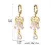 Townka Pendientes Largos de Corazón Moda Transfronteriza Europea y Americana Pendientes de Circonita Blanca Pendientes de Cobre Exquisitos de Lujo