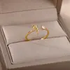 Anel de letra AliExpress 26 letras AZ banhado a ouro 18K anel neutro anel de dedo criativo joias por atacado