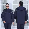 Mono de invierno antiestático chaqueta acolchada de algodón chaqueta acolchada de algodón engrosada desmontable a prueba de frío tira reflectante mono de protección laboral para electricista