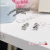Uña de Hueso de Oreja de Cereza Linda Corazón Pequeño Acero de Titanio Estilo Girly Clavo de Oreja de Circonita Rosa Tornillo Clavo de Hueso de Oreja
