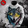 Sudadera con Capucha 3D de Animales Salvajes de Colores, Diseño Creativo Único de Bestias Feroces y Pájaros, Corte Holgado, Sudadera de Pareja de Moda