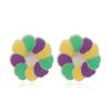 Pendientes de Carnaval de Tres Colores de Moda Máscara de Sombrero de Payaso Círculo Arcoíris Cruz Pendientes de Botón de Moda