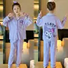 Pijama para niños, para niños, algodón peinado, manga larga, diseño lindo de dibujos animados, nuevo estilo primavera y otoño, conjunto de ropa para casa para niños mayores