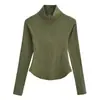 Camisa Base Gola Meia-Alta Cor Sólida Estilo Americano Sem Lã para Mulheres, Top de Manga Longa Justo para Primavera e Outono, Roupa de Yoga Cor Sólida Estilo Hot Girl