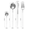 Juego Principal de Cubiertos Portugueses de Acero Inoxidable Transfronterizos, Tenedor y Cuchara, Juego de Cuatro Piezas, Cuchillo para Bistec, Tenedor y Cuchara con Spray Dorado, Cucharilla de Té
