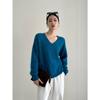 Hong Kong y American Apparel/2026Fila Suéter de Lana Suave Sencillo Perezoso Otoño Invierno Suave Cuello en V Tejido para Mujer