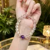 Pulseira de cristal branco natural, minimalista e elegante, pulseira de contas de ametista, design versátil e único, atacado para mulheres