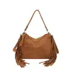 Yue Zi 2026 Otoño Temprano Bolso Nuevo de Mano tipo Dumpling Mate Gran Capacidad Moderno Versátil Borla Tejido Cruzado Debajo del Brazo Bolso de Mano