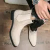 Zapatos Casuales Versátiles de Cuero Mate Estilo Coreano de Caña Alta, Nuevas Botas Chelsea Cortas de Gamuza Británica para Hombre en Tallas Grandes Otoño e Invierno