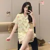 Nuevos Pijamas de Encaje Amarillo de Verano para Mujer, Conjunto de Shorts de Manga Corta de Verano, Ropa de Casa para Dormitorio Estudiantil