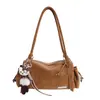 Bolsa de ombro feminina Boston retrô desgastada transfronteiriça, bolsa de ombro grande capacidade casual feminina, bolsa transversal versátil de nicho para mulheres