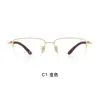 Armazón Vintage Hecho a Mano para Gafas de Hombre de Media Montura con Patillas de Titanio y Madera de Sándalo Natural, Soporta Lentes de Graduación, Directo del Fabricante