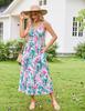 Vestido de Verano para Mujer 2025 Sin Mangas Floral Tirante Delgado Plisado Bohemio Playa Vestido Largo con Bolsillo